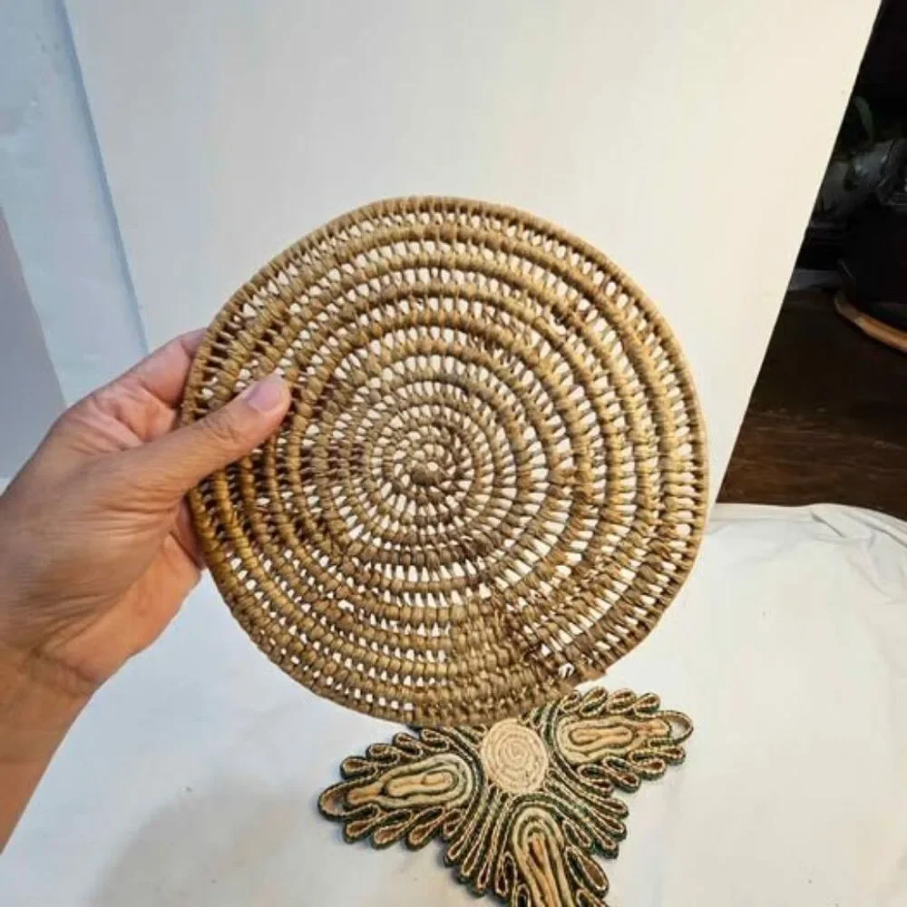 Vintage Woven Straw Trivets - Set of 2